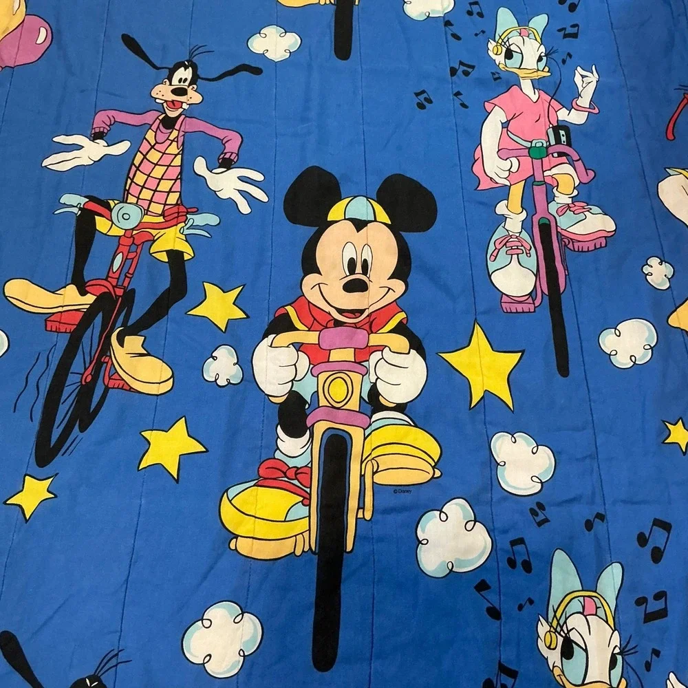 Disney Comforter Tour de Mick Twin Blue Green Reversible Vintage 80s 90s Cycling
